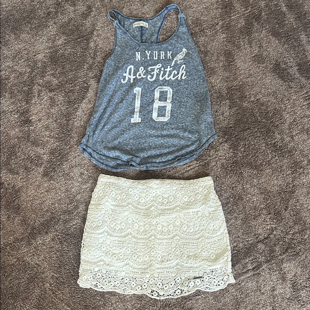 Abercrombie & Fitch Cream Lace Mini & Tank Set